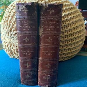 Lot Of 2 Books The Works Of John Ruskin, Vol. V, VI Modern Painters.